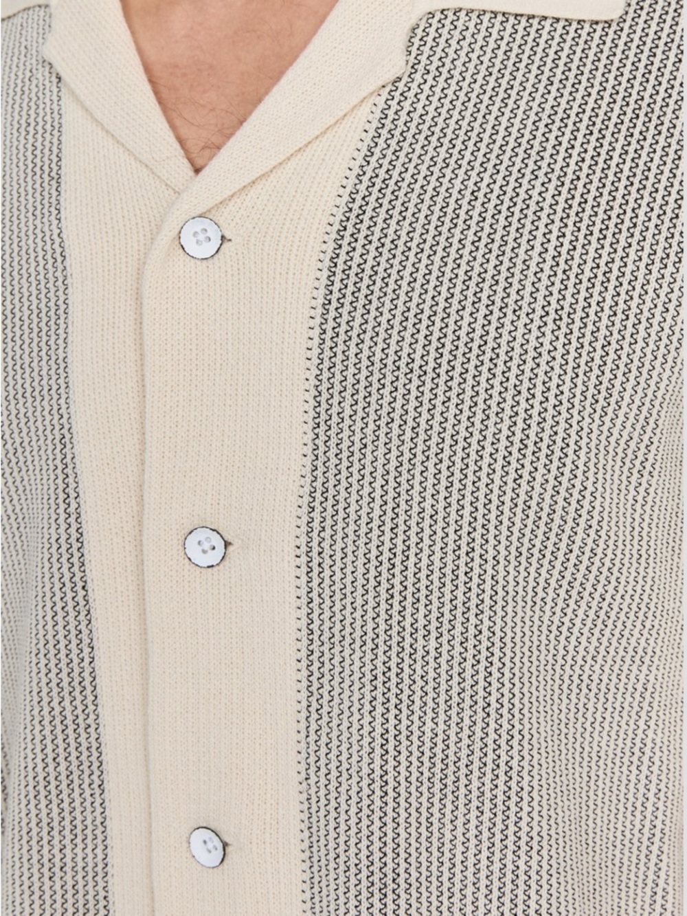 rag & bone Cream and Black Knit Button-Down Shirt